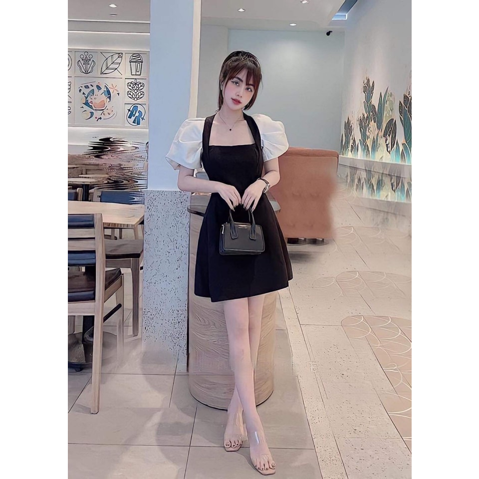 ĐẦM A XẾP LY EO ,PHỐI TAY DA