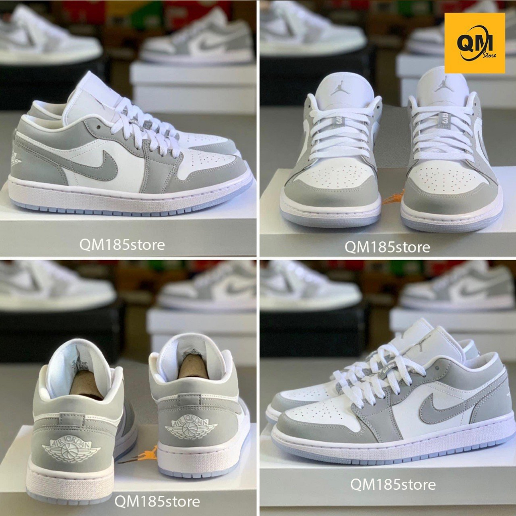 Giày thể thao jd1 cổ thấp white grey phiên bản cao cấp giày Sneaker Jordan cổ thấp xám đế xanh