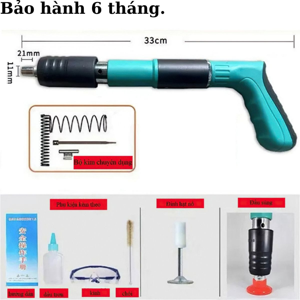 Máy Bắn Đinh Bề Mặt Bê Tông, Kim loại, Máy Bắn Đinh Hạt Nổ Mẫu mới 2023 Bắn Đinh Bê Tông ( Tặng Kèm 50 Đinh , Bảo Hà