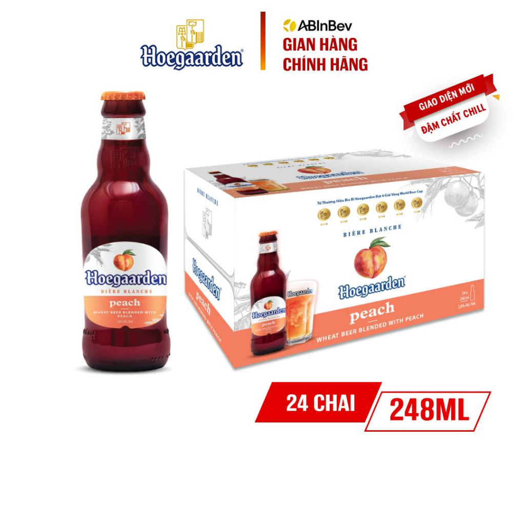 Bia Hoegaarden Peach Thùng 24 Chai Vị Đào