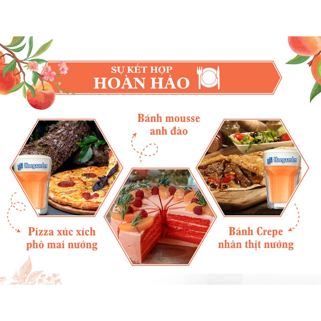 Bia Hoegaarden Peach Thùng 24 Chai Vị Đào