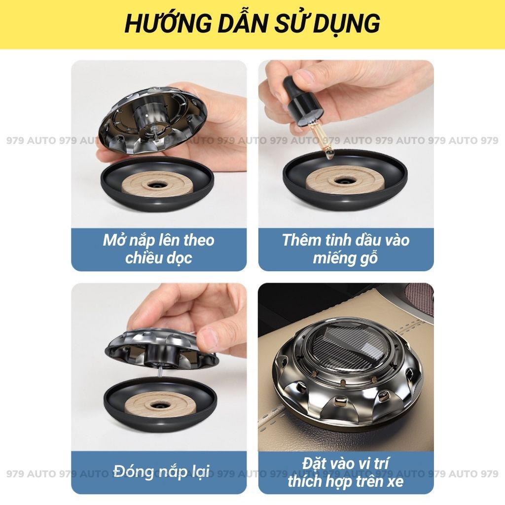 Máy khuếch tán tinh dầu ô tô tự xoay, trang trí xe hơi sang trọng 979auto