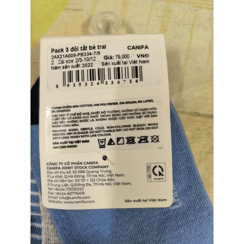 Pack 3 đôi tất bé trai Canifa