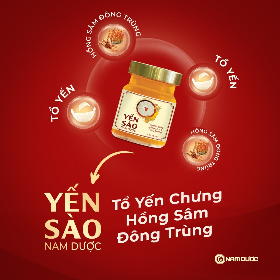 [COMBO 30 hộp] Yến sào Nam Dược lọ 70ml tổ yến chưng hồng sâm đông trùng hạ thảo bồi bổ, tăng sức đề kháng