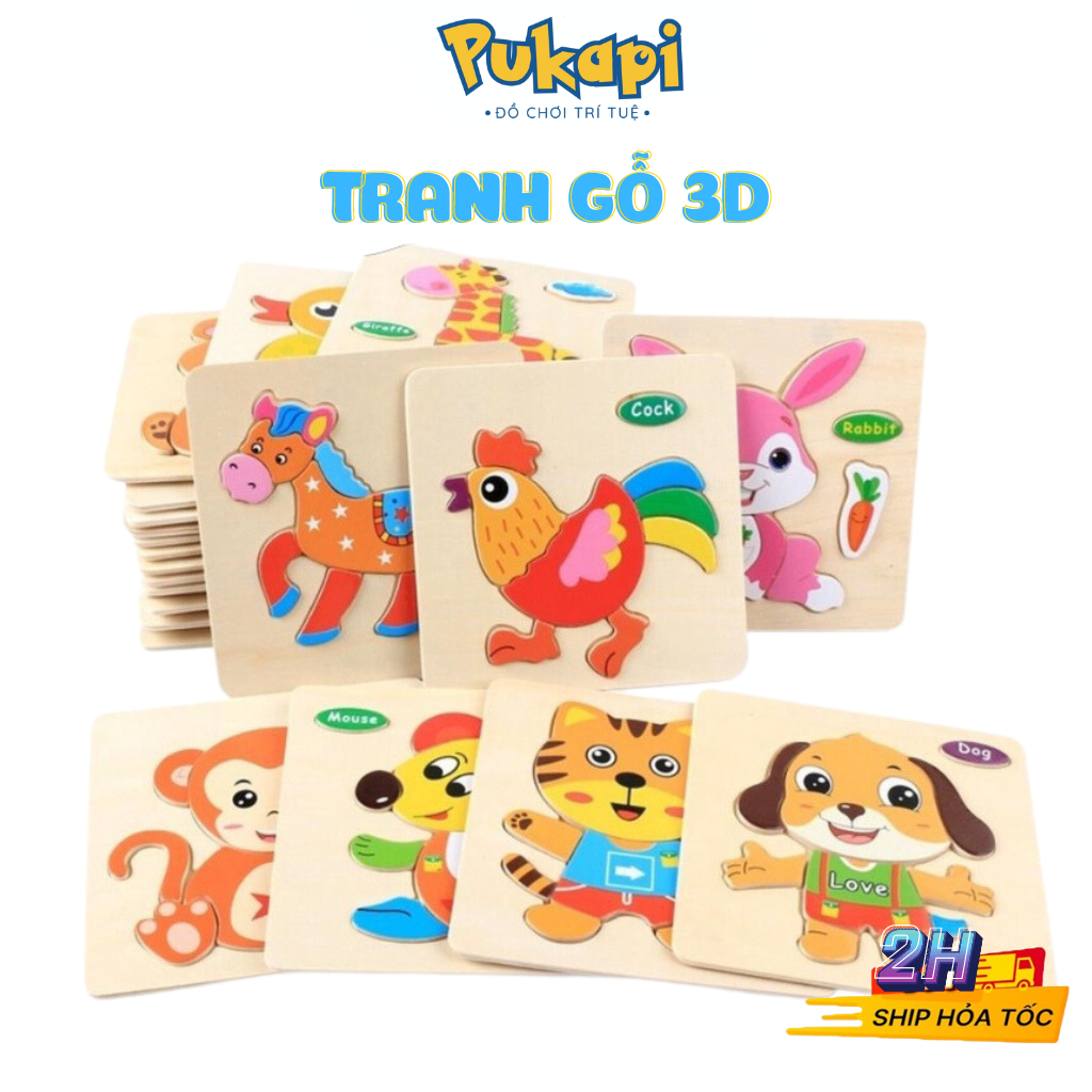 Đồ Chơi Tranh Ghép Xếp Hình Tranh Ghép Gỗ 3D Đồ Chơi Ghép Hình Nhiều Mẫu Nghộ Nghĩnh Cho Bé Vừa Học Vừa Chơi PUKAPI
