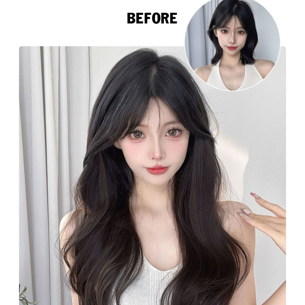 Tóc Giả Kẹp Phím_ Sét 3 Dải Kẹp Xoăn Sóng Lơi Cao Cấp