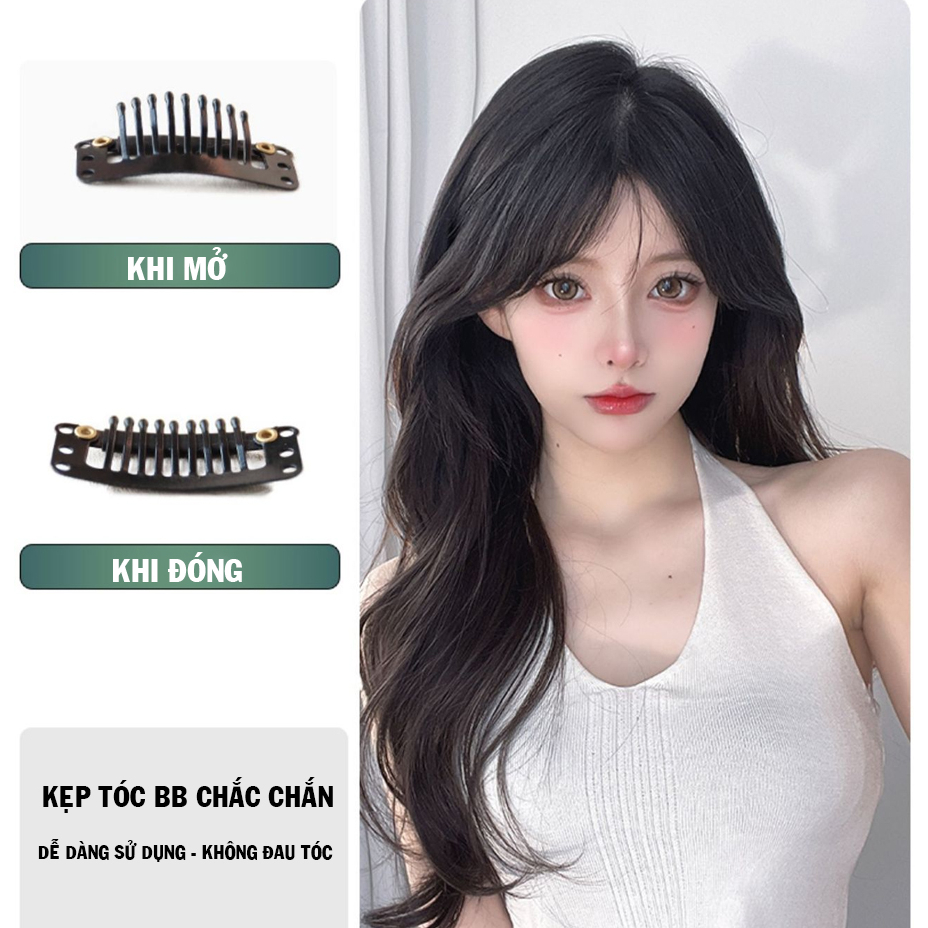 Tóc Giả Kẹp Phím_ Sét 3 Dải Kẹp Xoăn Sóng Lơi Cao Cấp