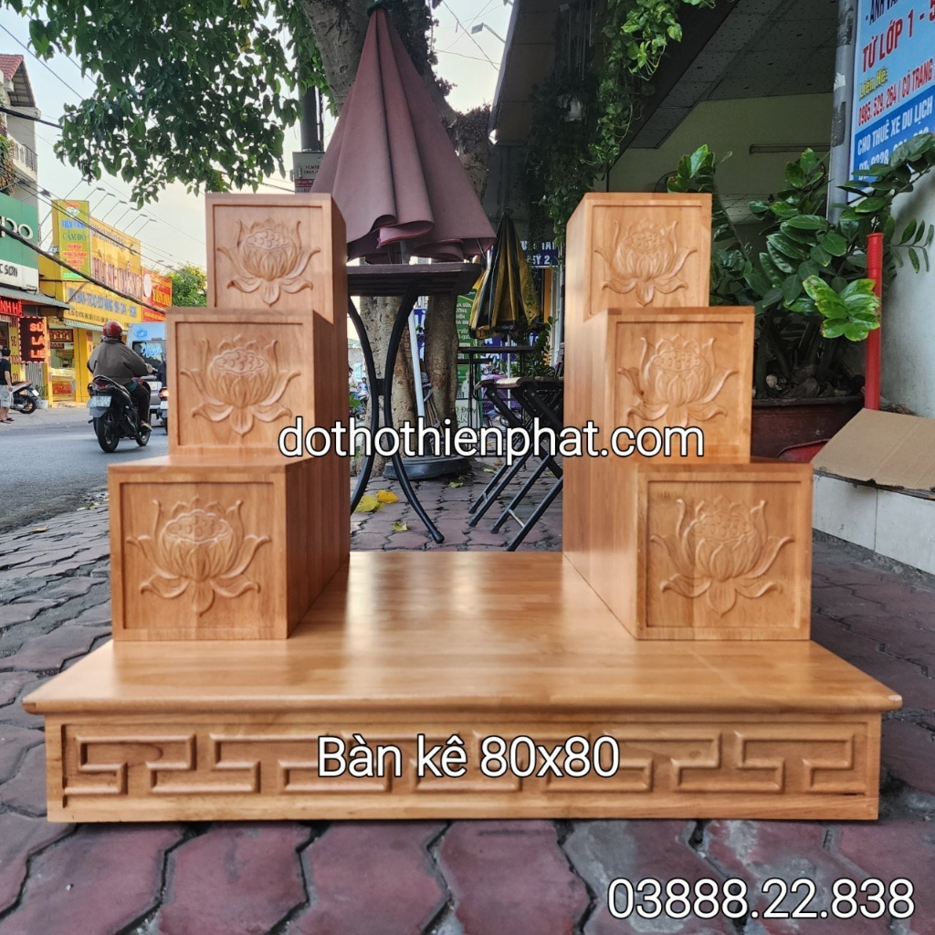 Bàn kê gỗ xoan đặt bàn thờ thần tài 80x80cm giá rẻ nhất thị trường Lh : 0933.159.286