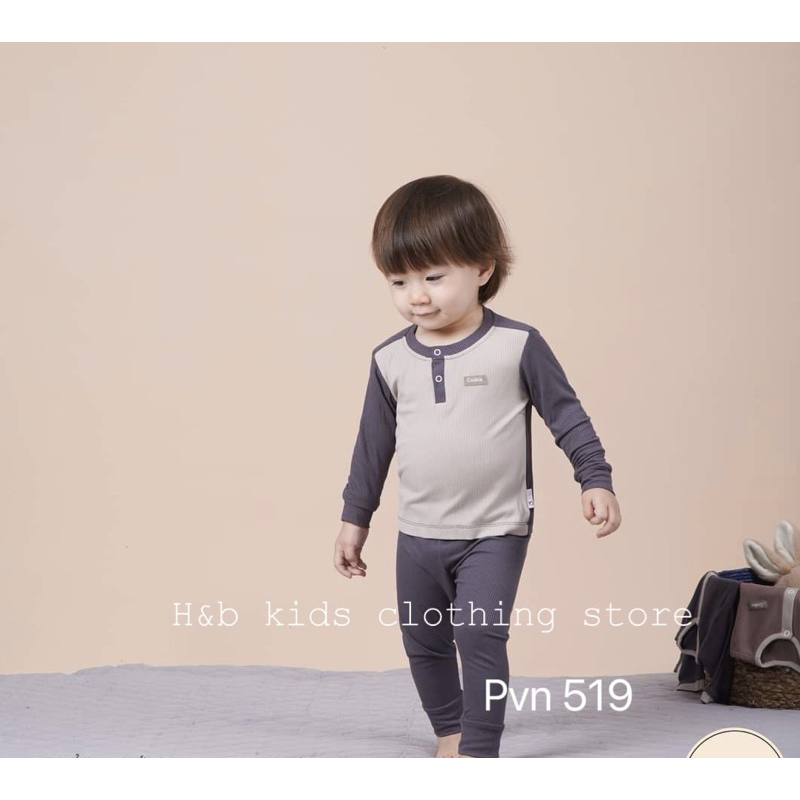 Đồ bộ thu đông cho bé trai , Set bộ quần áo dài tay tăm mềm cúc ngực cho bé trai