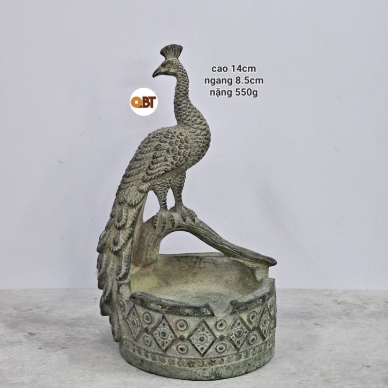 gạt tàn con công bằng đồng ( khổng tước )