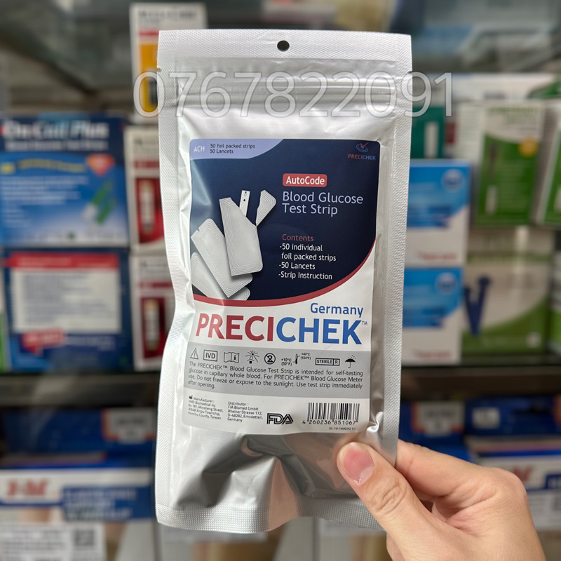 (HCM SHIP HOẢ TỐC) Que thử đường huyết Precichek (Gói 50que + 50kim)