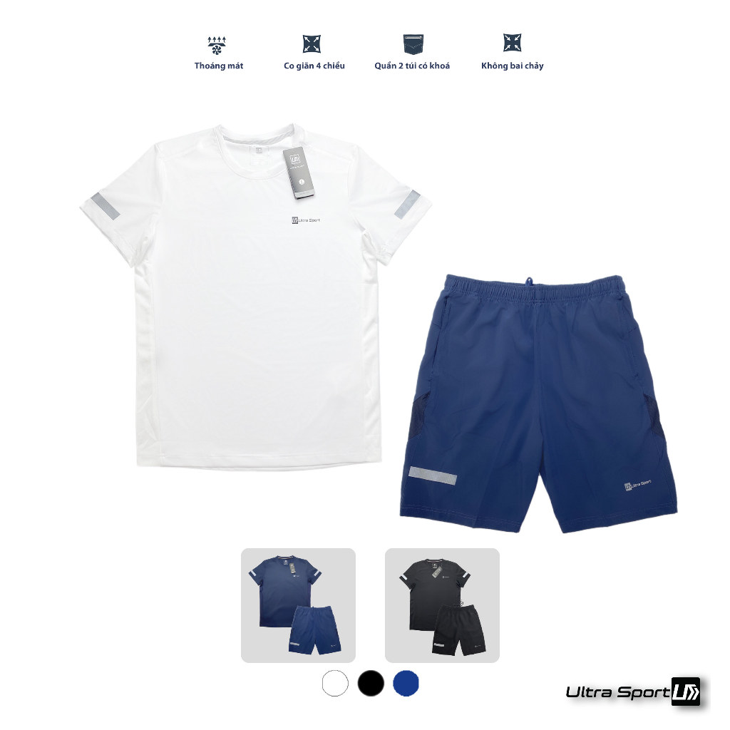 Set đồ bộ quần áo thể thao nam Ultra Sport- chất thun co giãn thoáng mát thấm hút mồ hôi