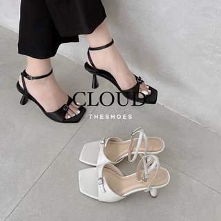 Giày cao gót sandal mũi vuông quai khoá