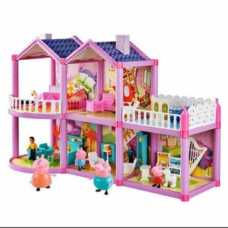 Bộ đồ chơi ngôi nhà heo peppa pig tặng kèm 4 heo cho bé đáng yêu