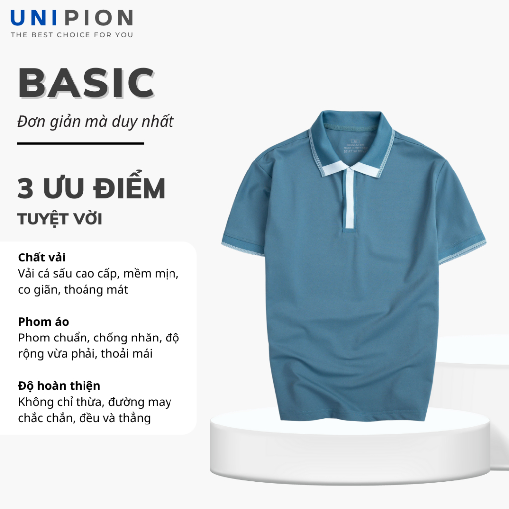 Áo Polo UNIPION chất vải dày dặn thấm hút mồ hôi tặng kèm hộp quà sang trọng