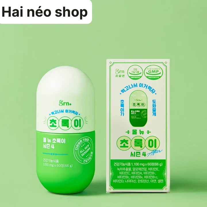 Hủ 60 Viên giảm cân, Detox thải mỡ, giảm mỡ máu & Cholesterol GRN+ All New Green