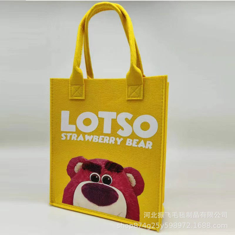 Túi Xách Tay Đựng Đồ In Họa Tiết Hoạt Hình Dễ Thương , Túi Tote Đeo Vai Vải Nỉ In Hoạt Hình Gấu