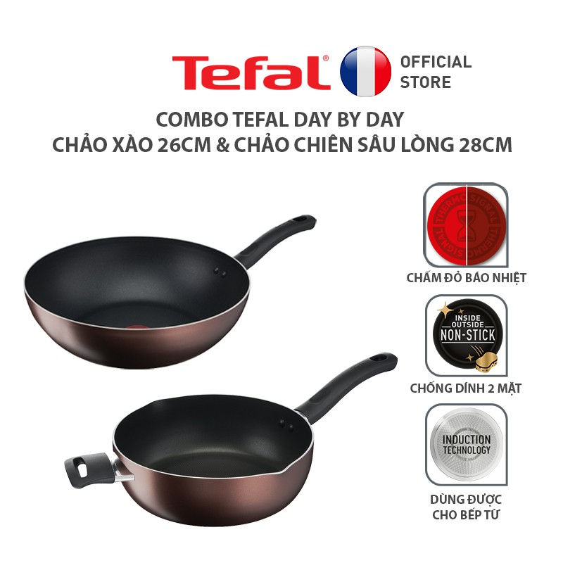 [GIFT] Combo Tefal Day By Day Chảo xào 26cm & Chảo chiên sâu lòng 28cm