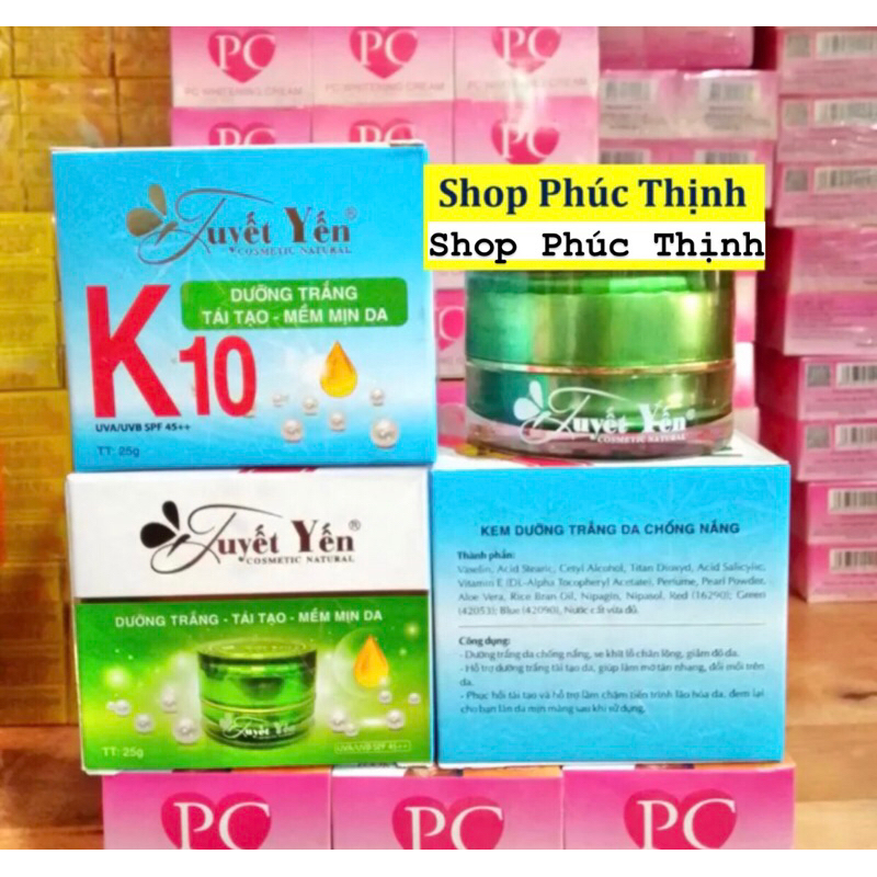 kem tuyết Yến K10 trắng da -giữ ẩm- tái tạo-mềm mịn da hủ 25gr (chính hãng)