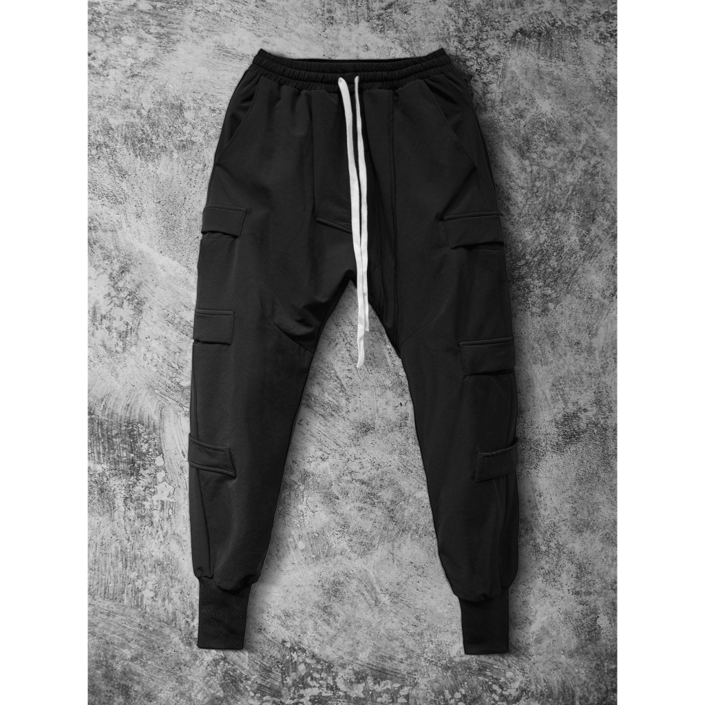 Quần dài nam jogger nữ 12.DESTINY chi tiết khối hình học màu đen trắng chất liệu cotton premium