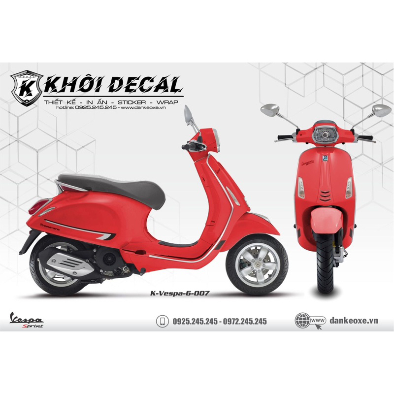 Tem Vespa Sprint/Primavera Decal cao cấp ,Siêu nét