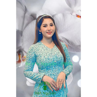Áo bà ba lụa hoa cổ v