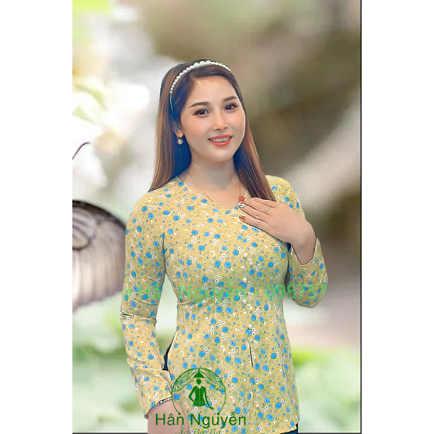 (Áo Lẻ) ÁO BÀ BA LỤA HOA CỔ V