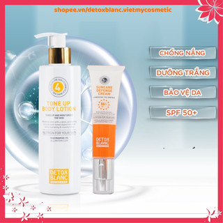 Bộ đôi dưỡng trắng chống nắng bảo vệ da mặt và body toàn diện Detoxblanc