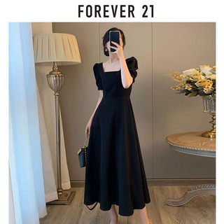 Váy đen cổ vuông tay bồng dáng xoè Forever