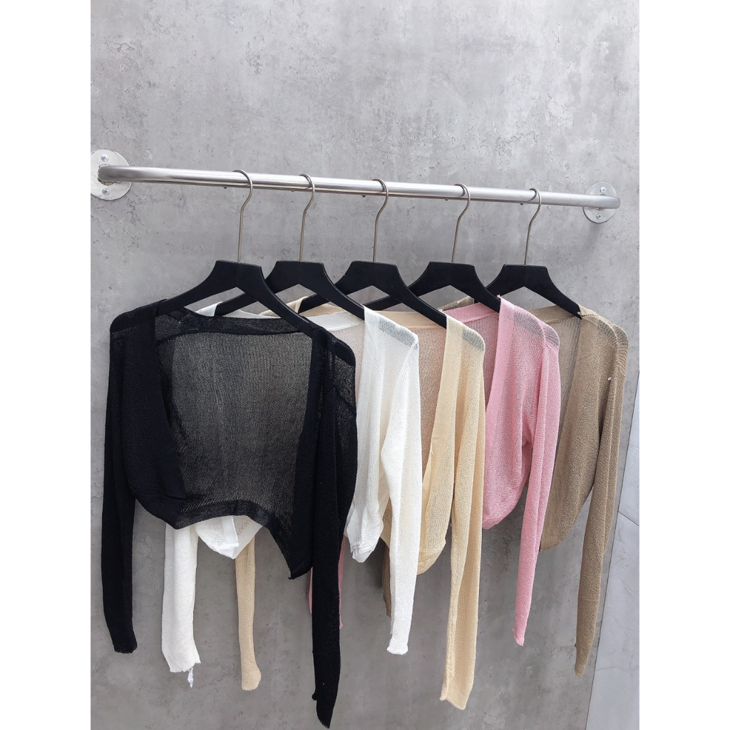 Áo khoác len mỏng dáng croptop tay dài hàng QC!