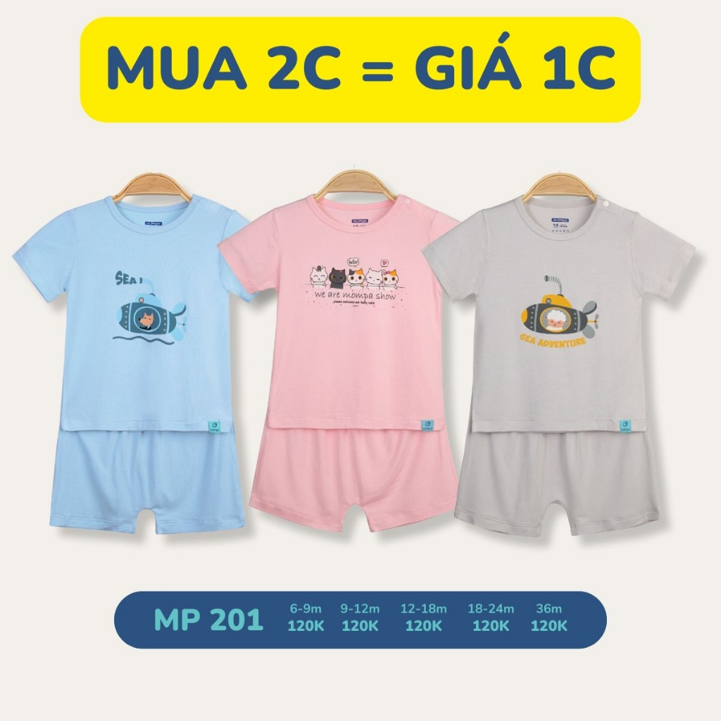 Quần áo bé trai Ualarogo Mompa 6 tháng - 3 tuổi vải sợi tre bamboo co giãn thoáng mát 201