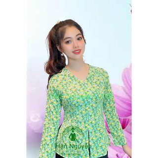 (Áo Lẻ) ÁO BÀ BA LỤA HOA CỔ V