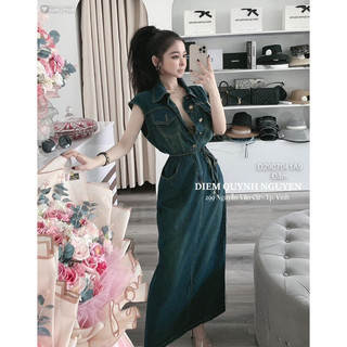 Đầm sát nách cổ sơmi kèm dây