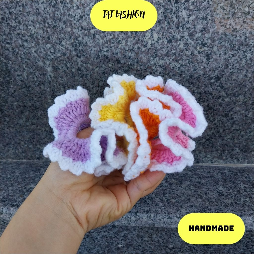 Dây cột tóc Handmade bèo nhún bằng len nhà TAT fashion