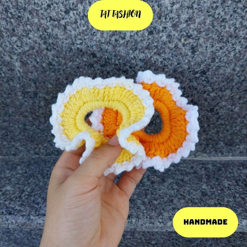 Dây cột tóc Handmade bèo nhún bằng len nhà TAT fashion