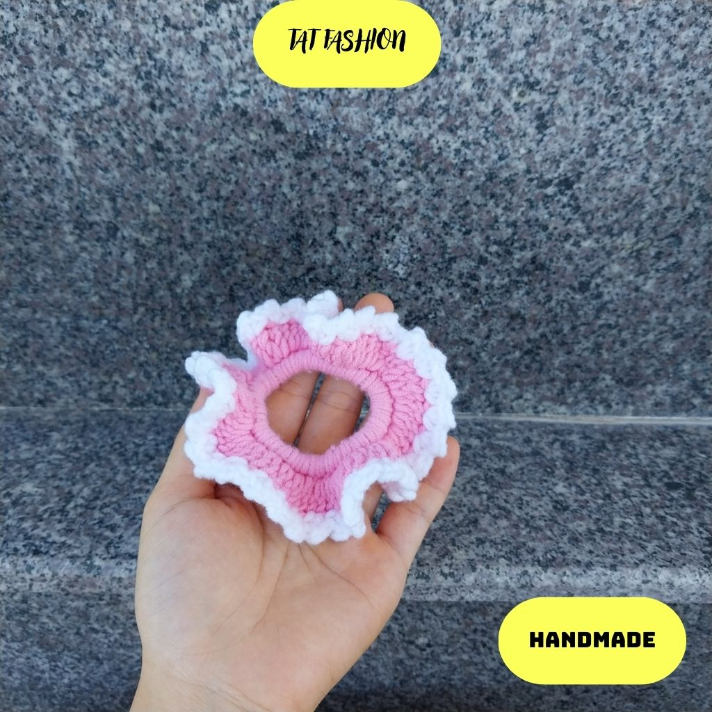 Dây cột tóc Handmade bèo nhún bằng len nhà TAT fashion