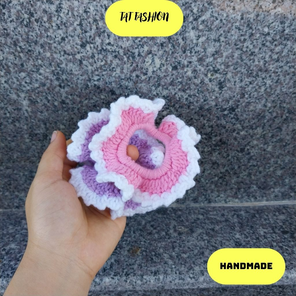 Dây cột tóc Handmade bèo nhún bằng len nhà TAT fashion