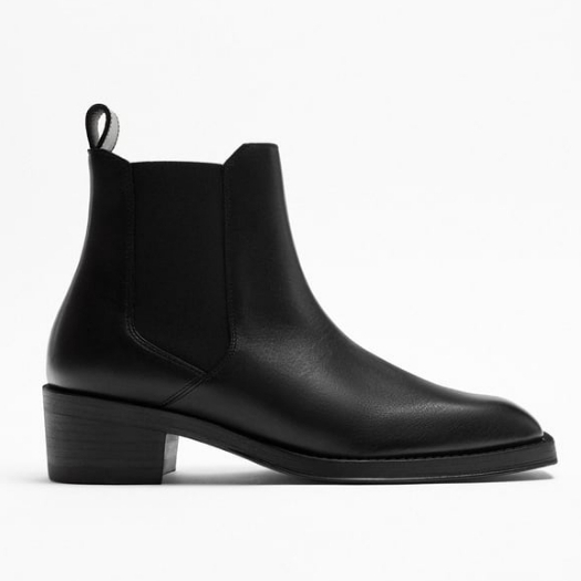 Giày boots da cao bồi màu đen Zara authentic COWBOY size 39
