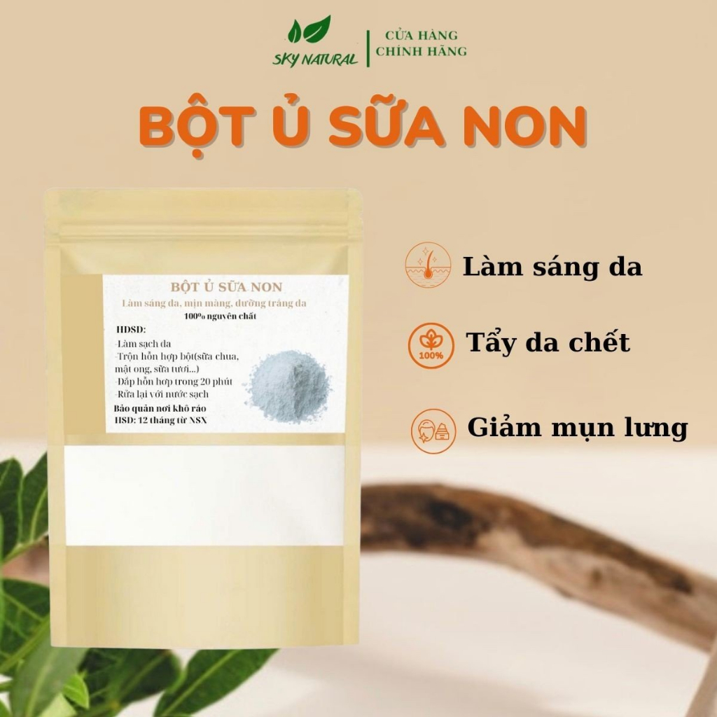 Bột ủ sữa non ủ da trắng hồng tự nhiên tẩy da chết giảm mụn lưng se khít lỗ chân lông