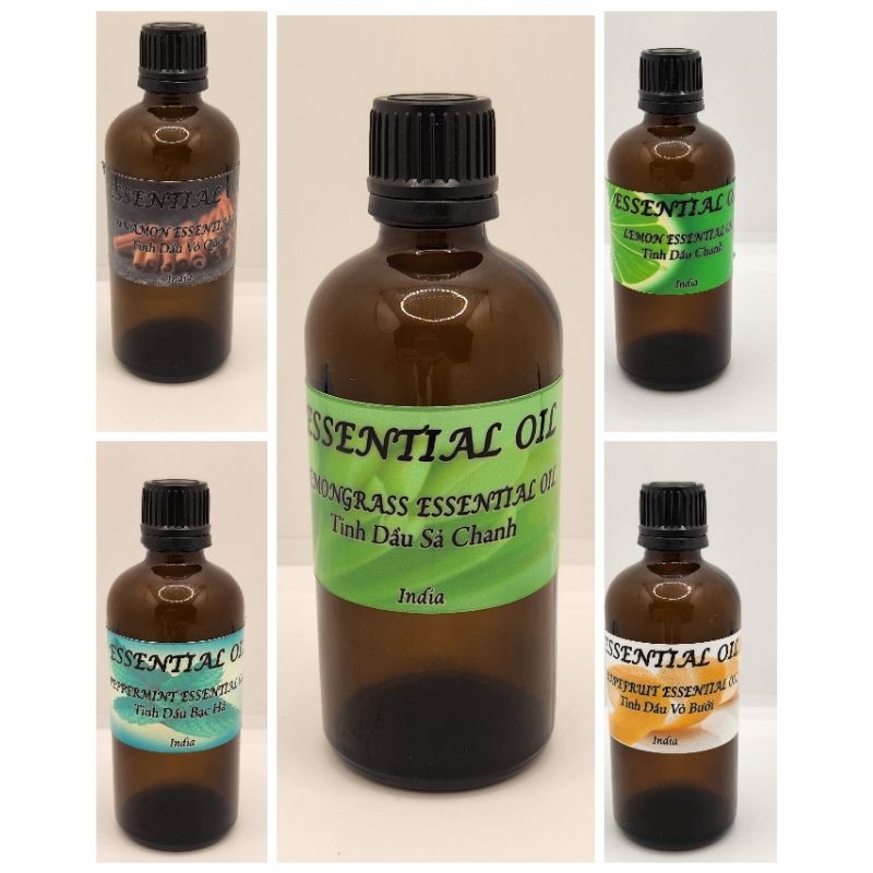 ( Nhiều Mùi) 100 Ml TINH DẦU BẠC HÀ, Sả Chanh, Cảm, Bưởi, Sả, Quế Nguyên Chất