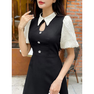 ĐẦM A CỔ SƠ MI REN