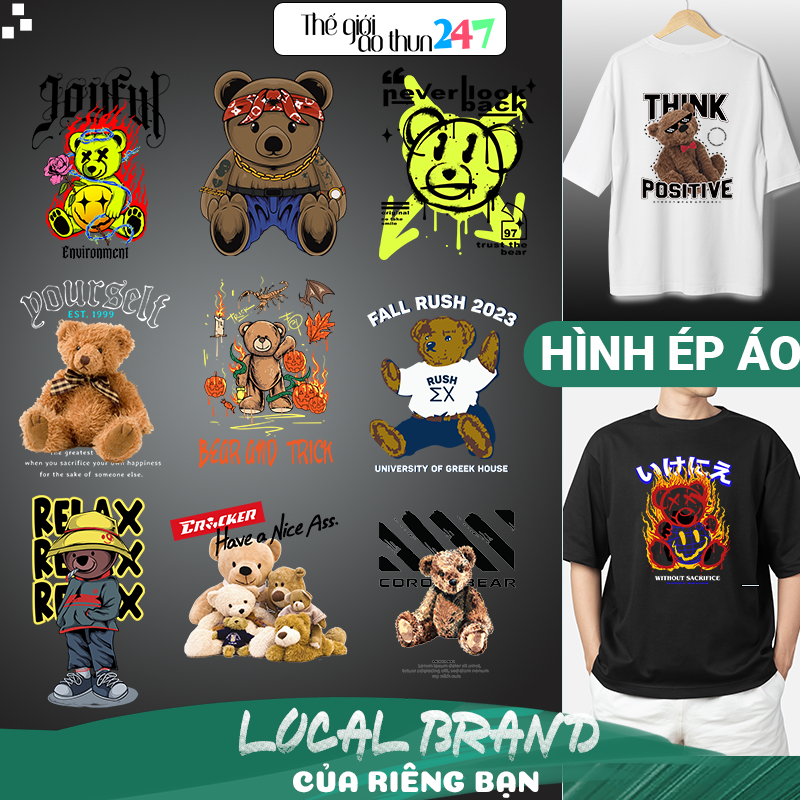 Hình Gấu Teddy Bear 3D GG40 ủi bằng bàn là, bàn ủi