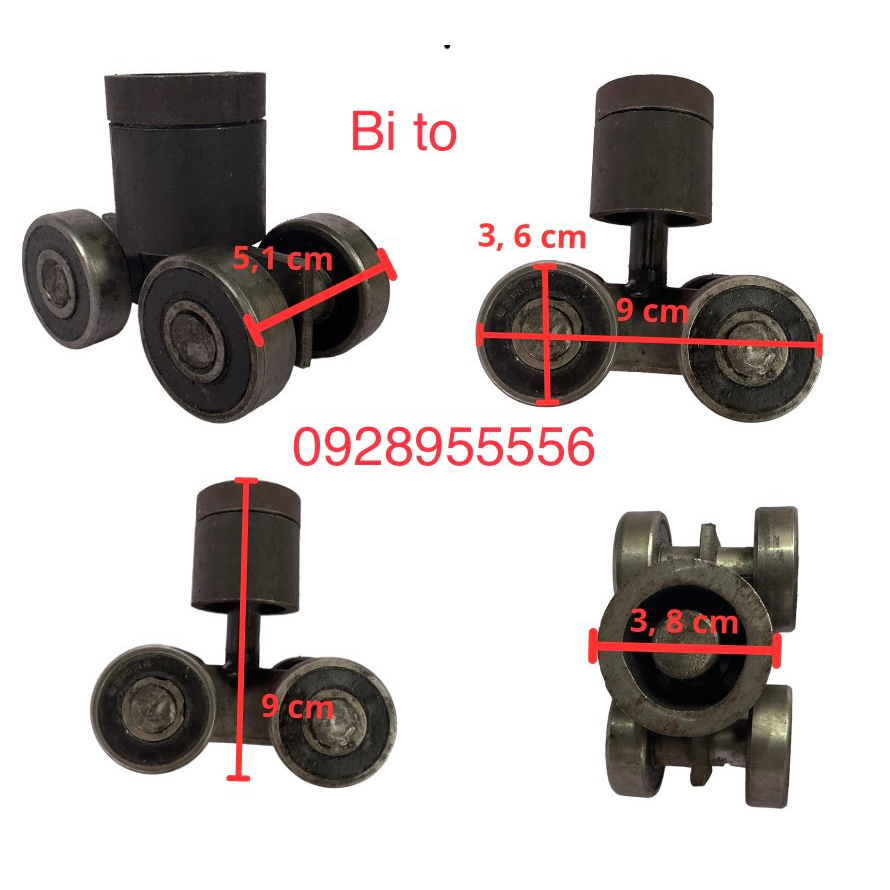 Bi treo 4 bánh bi treo 2 bánh xoay 360 độ dùng cho cửa  nặng hàng loại1