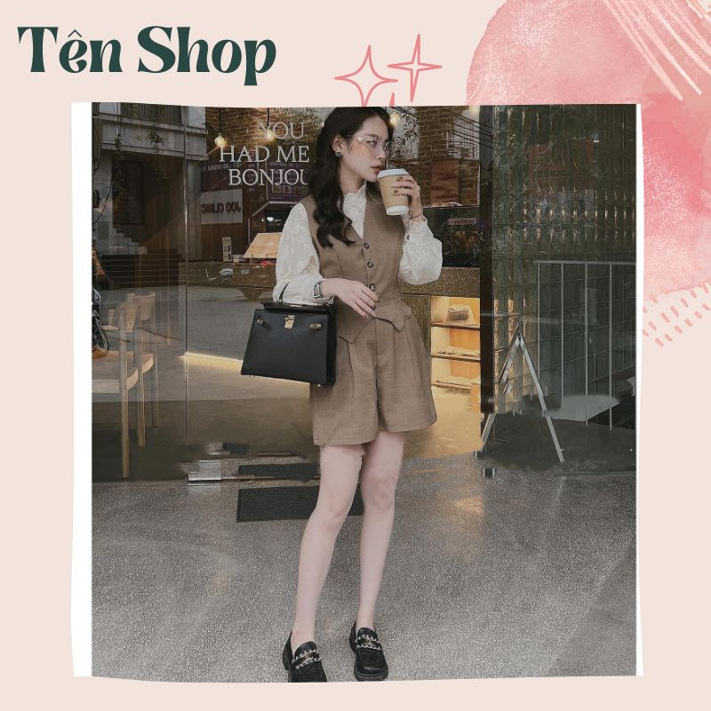 Set Vest Đùi, Set Gile kèm quần sooc thanh lịch sang chảnh được thiết kế bởi V06 Bely Fashion