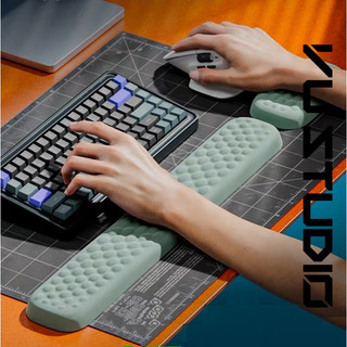Vu Studio - (Bản rộng) Kê tay bàn phím kiêm đệm kê cổ tay bằng cao su non memory foam hạt nổi
