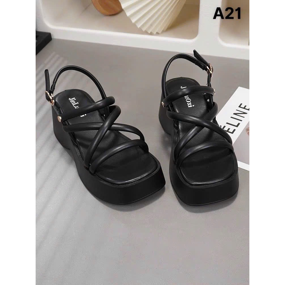 Dép Sandanl Nữ Quai Mảnh Đan Chéo, Sandanl Nữ Đế Cao 5cm Hàng Cao Cấp