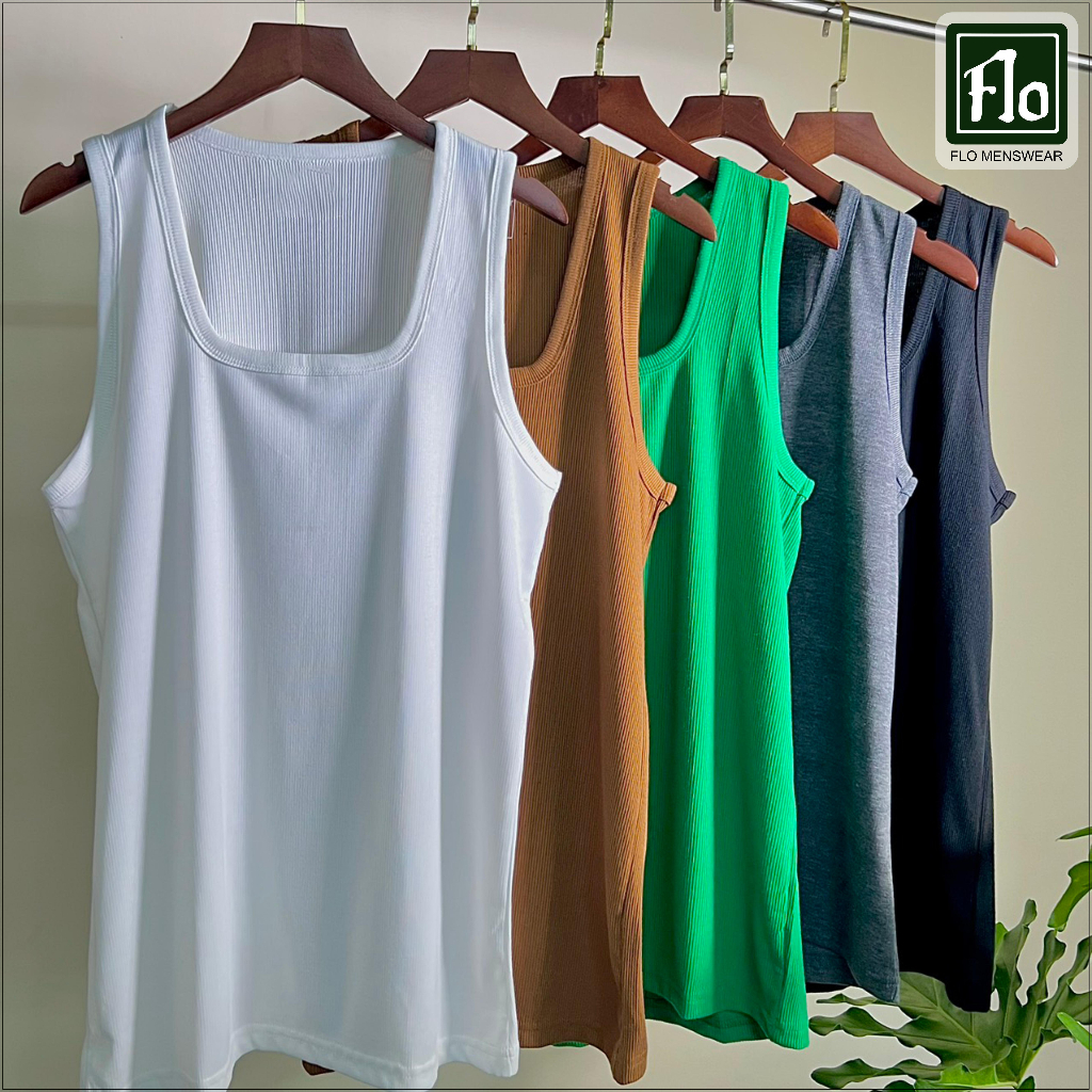 Áo ba lỗ FLO MENSWEAR cổ vuông mới chất gân tăm lạnh mát