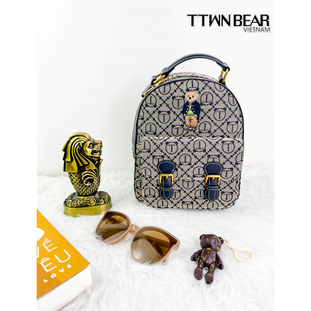 Balo nữ TN3179 màu xanh chữ T đi học, đi chơi thời trang cao cấp TTWN BEAR