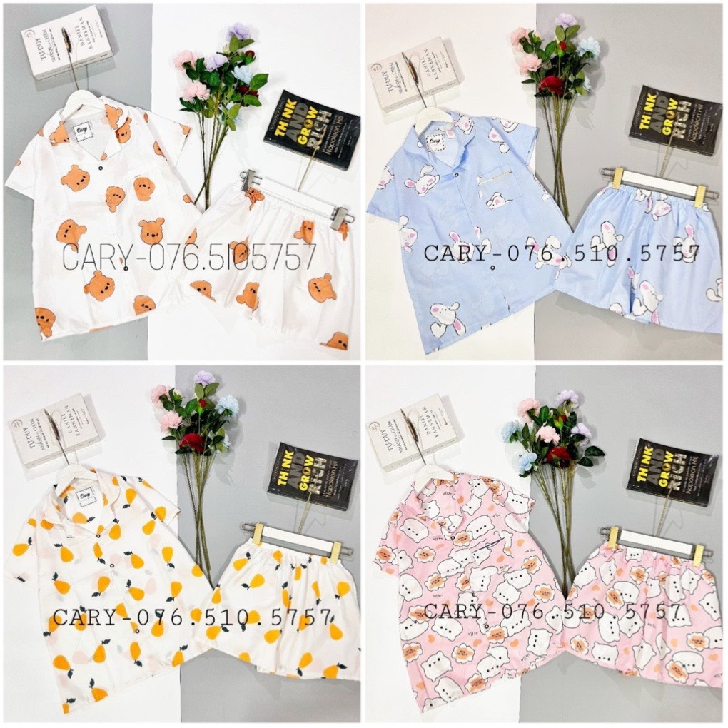 Đồ bộ pijama mặc nhà hoạt hình tay cộc quần Đùi dễ thương Kate freesize<60kg