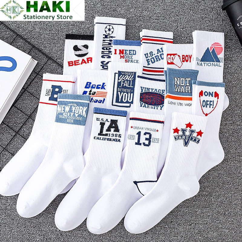 Tất cổ cao nam nữ HAKI, tất nữ nam nhún chất liệu cotton mềm thoáng mát dễ phối đồ TC167